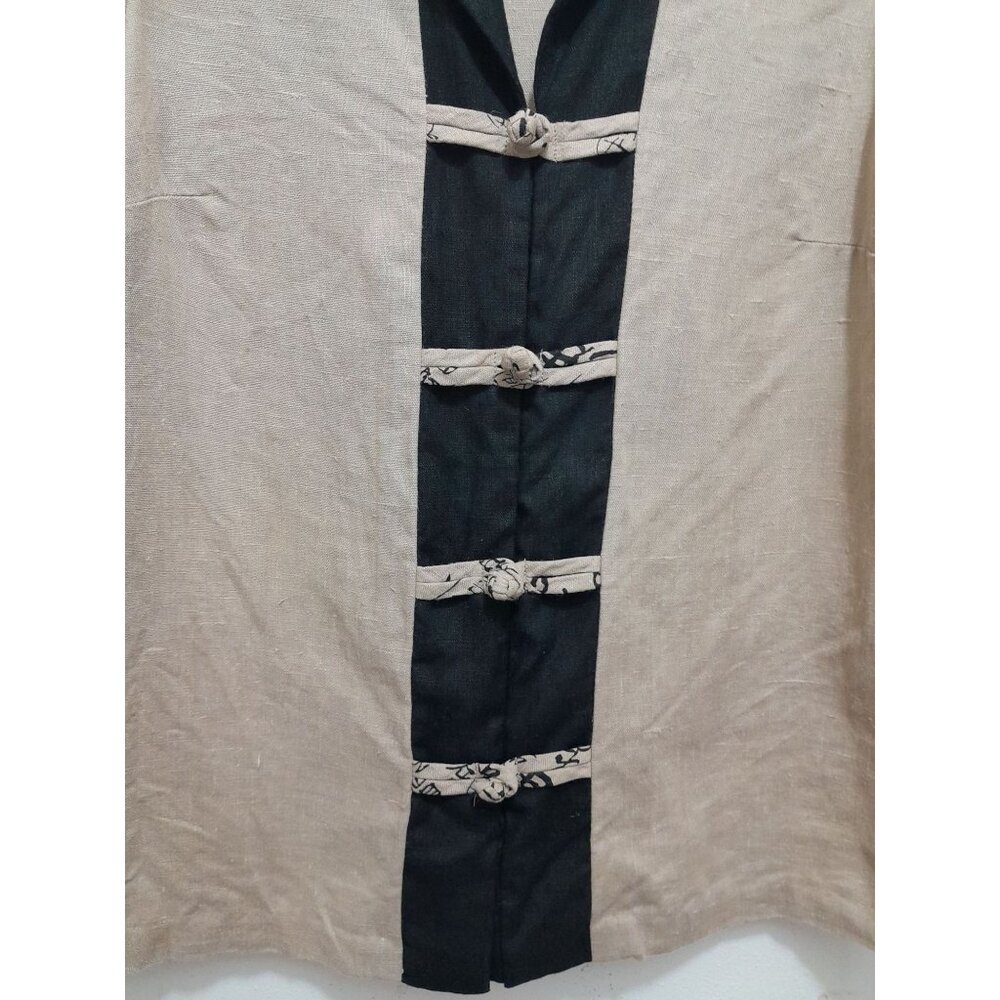 VTG Pine Cove Womens Relax India Lightweight Linen Tunic Top Tan Black Size 6 - Picture 3 of 7